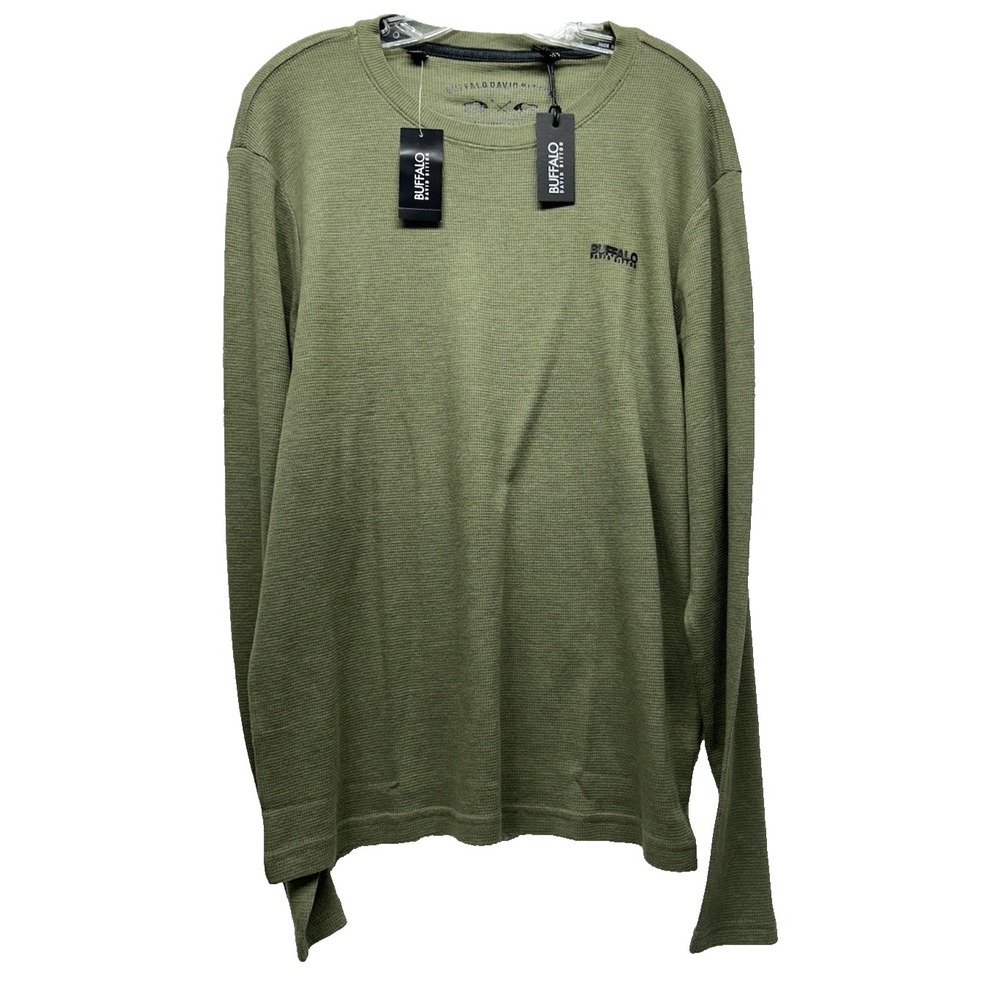 Buffalo David Bitton Men's Medium Heather Army Green Thermal Shirt (G3)
